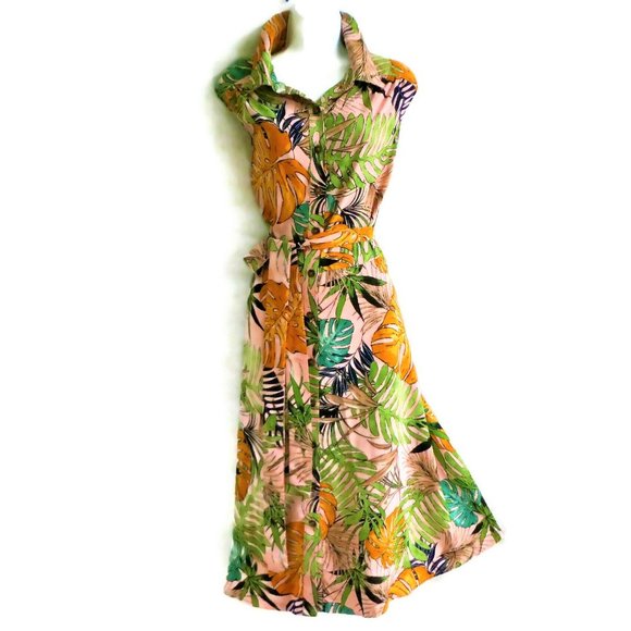 ECI Dresses & Skirts - ECI Dress Shirtwaist Tie Belt Jungle Prong A Line